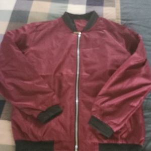 Burgundy bomber jacket